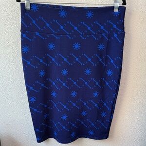 LuLaRo Blue Pencil Skirt L EUC